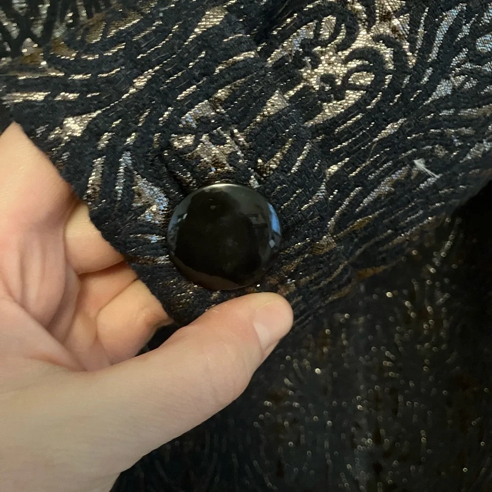 J. Crew collection metallic art deco coat navy gold sz 6 - Picture 6 of 8